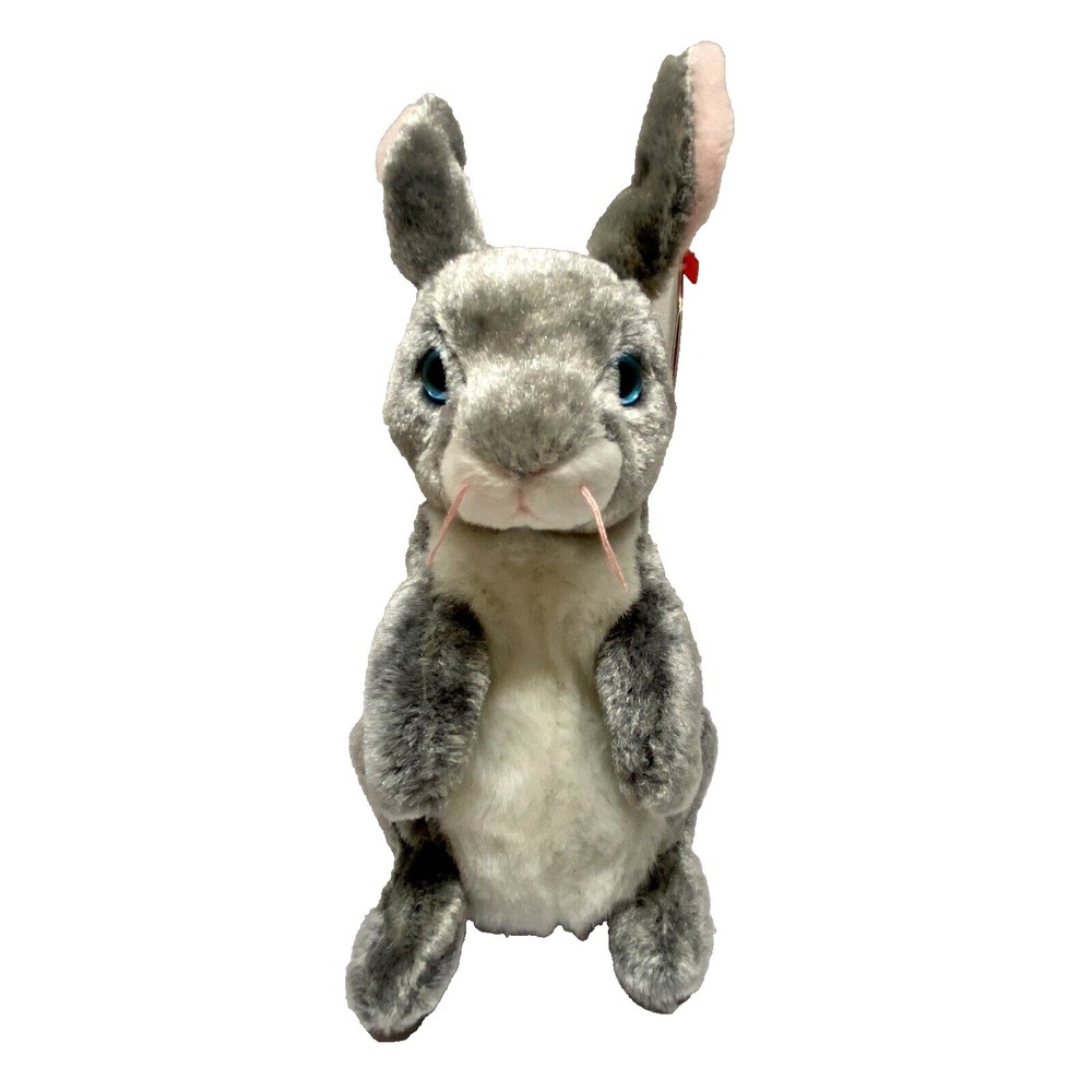 Ty Beanie Baby Hopper 2000 Bunny Rabbit Gray Stuffed Plush‎ Retired MWMT Vintage